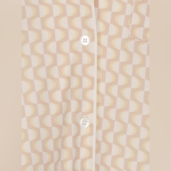 Eberjey Gisele Printed Tencel Short PJs Set in Retro Geo Oat - S - Picture 4 of 11